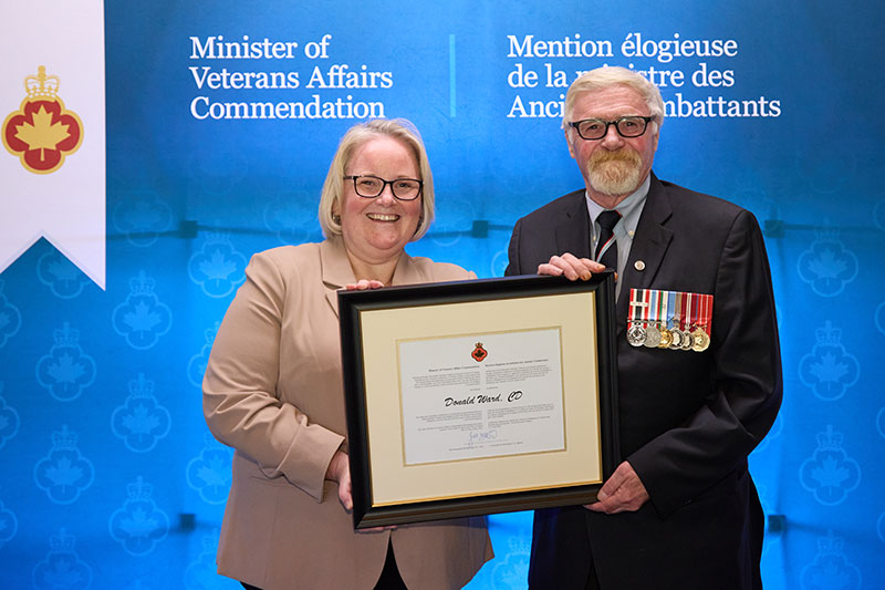 Minister of Veterans Affairs Jill McKnight (left) and Donald Ward (right).