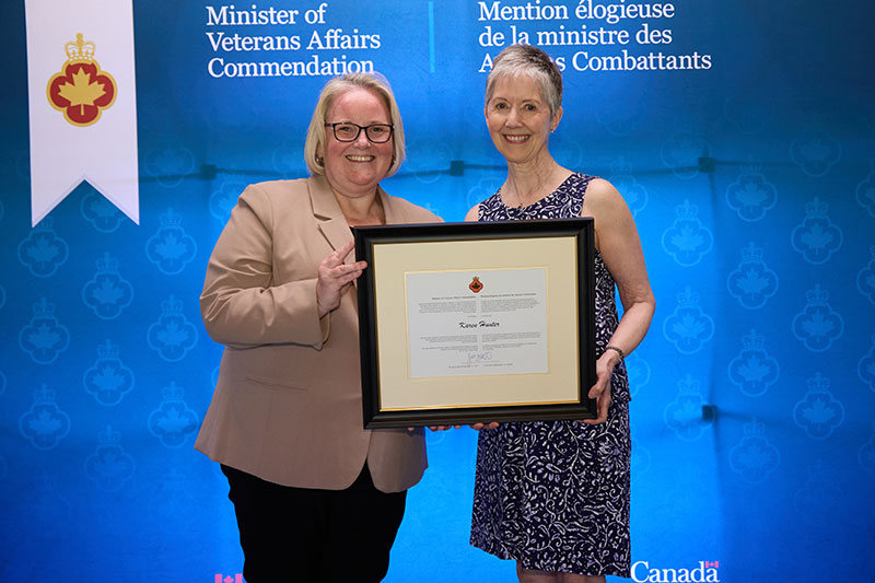 Minister of Veterans Affairs Jill McKnight (left) and Karen Hunter (right).