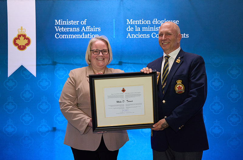 Minister of Veterans Affairs Jill McKnight (left) and Michael Turner (right).