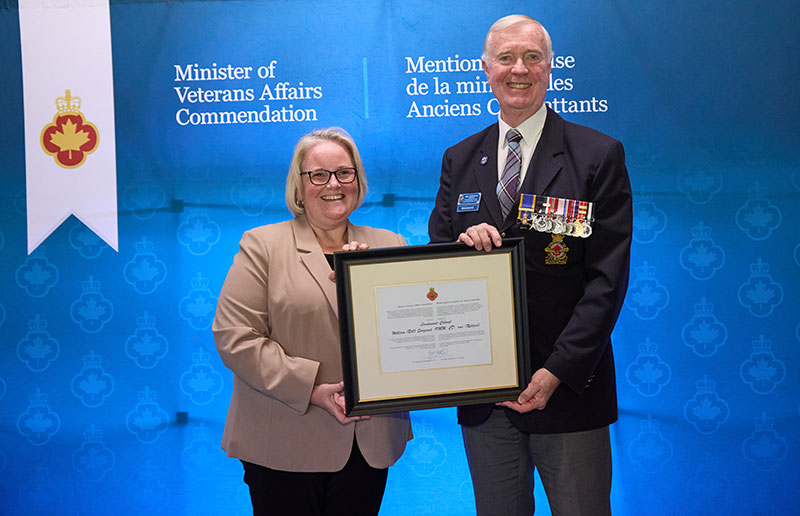 Minister of Veterans Affairs Jill McKnight (left) and William Sergeant (right).