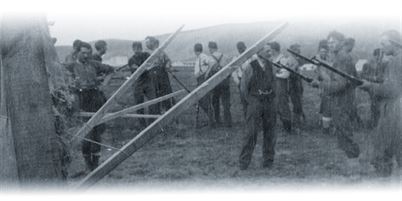 Soldiers of the 1st Newfoundland Regiment at bayonet practice in Scotland
