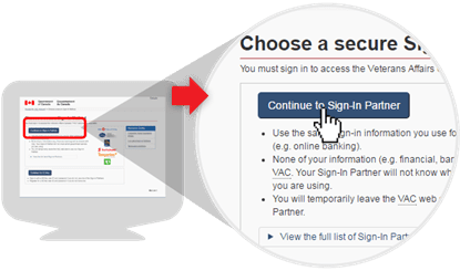 image of sign-in options page using the Sign-in Partner option