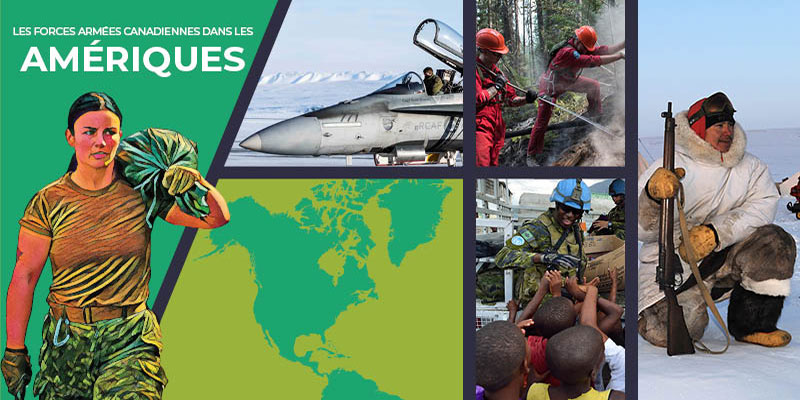 Un collage de personnes servant dans des régions des Amériques par temps chaud et froid.