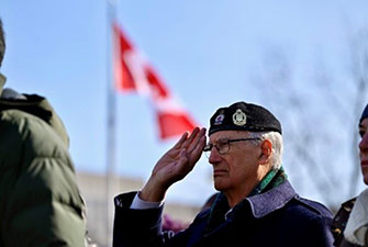 Veteran saluting while attending the ceremony at National War Memorial.