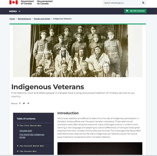A screenshot of the expanded online Indigenous Learning section