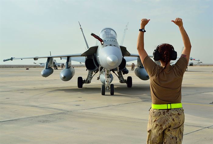 Canadian warplane in the Middle East in 2014.
