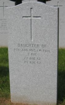 Headstone of Infant Daughter Paul.