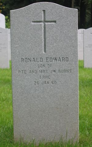 Headstone of Ronald Edward Burns.