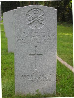 Headstone of J. T. R. Gary Marks.