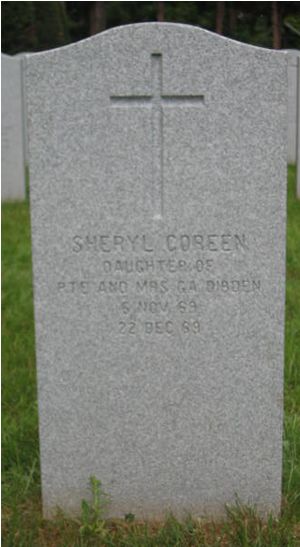 Headstone of Sheryl Coreen Dibden.