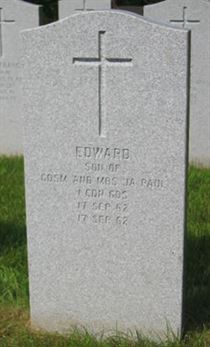Headstone of Edward Paul.