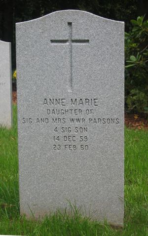 Pierre tombale de Anne Marie Parsons.