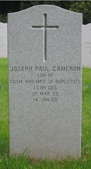 Headstone of Joseph Paul Cameron Duplessis.