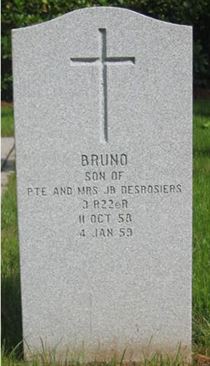 Headstone of Bruno Desrosiers.