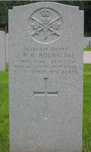 Headstone of J. P. R. Bournival.