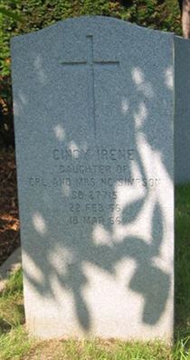 Headstone of Cindy Irene Simpson.