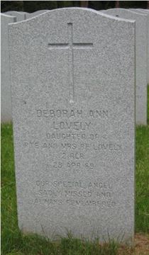Headstone of Deborah Ann Lovely.