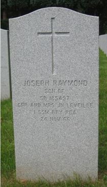 Headstone of Joseph Raymond Leveille.