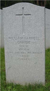 Headstone of William Farell Craigie Wright.