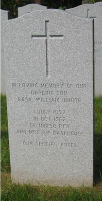 Headstone of Basil William Junior Barkhouse.