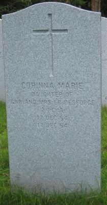 Headstone of Corinna Marie Desforge.