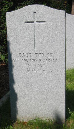 Headstone of Infant Daughter Jackson.