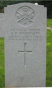 Headstone of J. F. Thompsett.