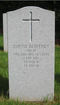 Headstone of Curtis Geoffrey Locke.