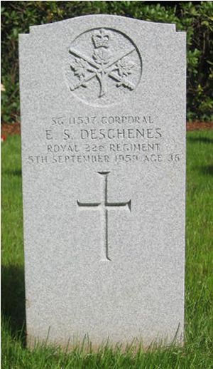 Headstone of E. S. Deschenes.