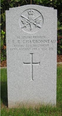 Headstone of J. R. R. Charbonneau.