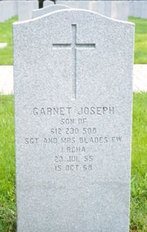 Headstone of Garnet Joseph Blades.
