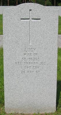 Headstone of Lucy Trahan.