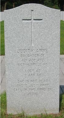 Headstone of Judith Anne Hurrell.