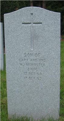 Headstone of Infant Son McMaster.