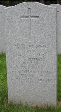 Headstone of Keith Andrew Jefferson.