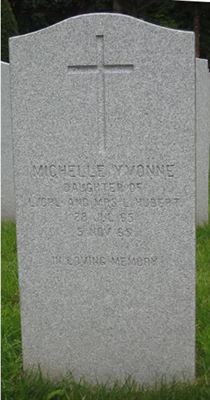 Headstone of Michelle Yvonne Hubert.