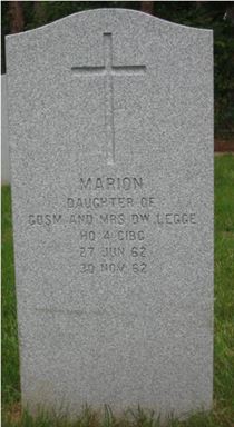 Headstone of Marion Legge.