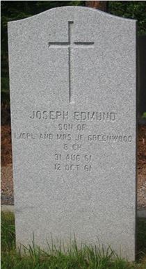 Headstone of Joseph Edmund Greenwood.