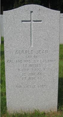 Headstone of Gerald Jean Lalande.