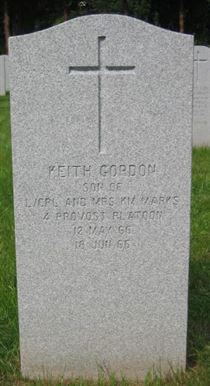 Headstone of Keith Gordon Marks.