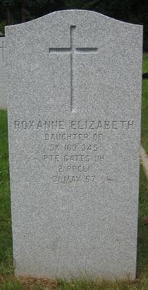 Headstone of Roxanne Elizabeth Gates.