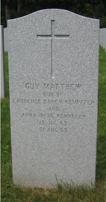 Headstone of Guy Matthew Kempffer.