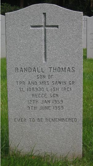 Headstone of Randall Thomas Sawin.