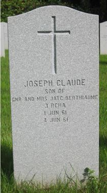 Headstone of Joseph Claude Berthiaume.