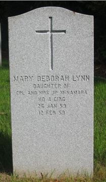 Headstone of Mary Deborah Lynn McNamara.