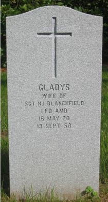 Headstone of Gladys Blanchfield.