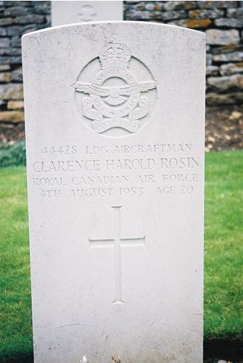 Headstone of Clarence Harold Rosin.