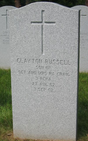 Headstone of Clayton Russell Craig.