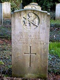 Original headstone prior to replacement in 2003