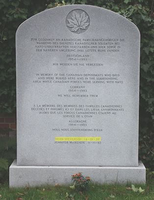 Headstone of Heidi Rae Stevenson.